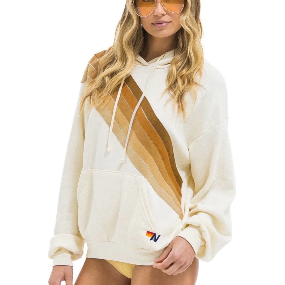 Cross Striped Relaxed Pullover Hoodie